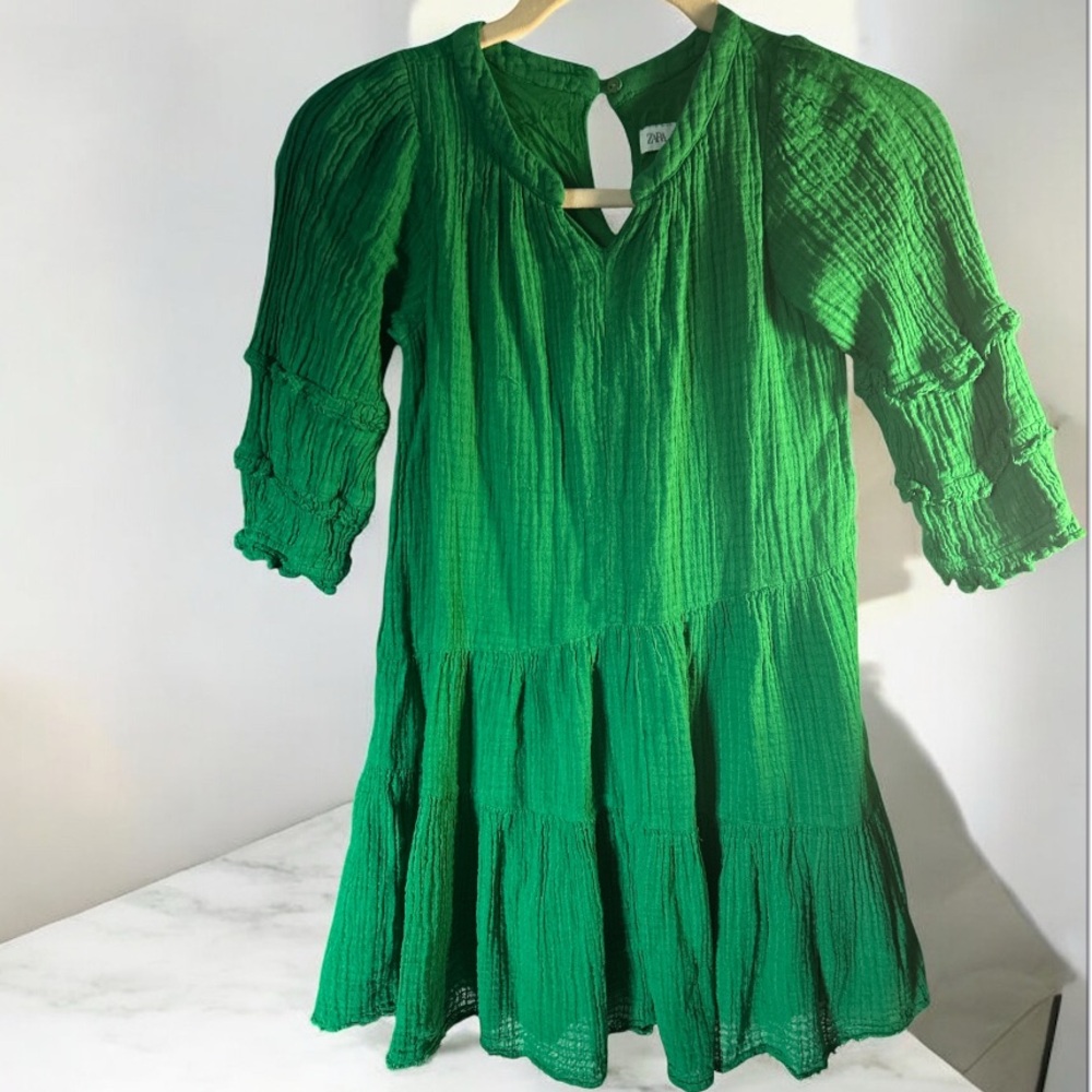 Zara Green Girls Kids Dress. Size 7